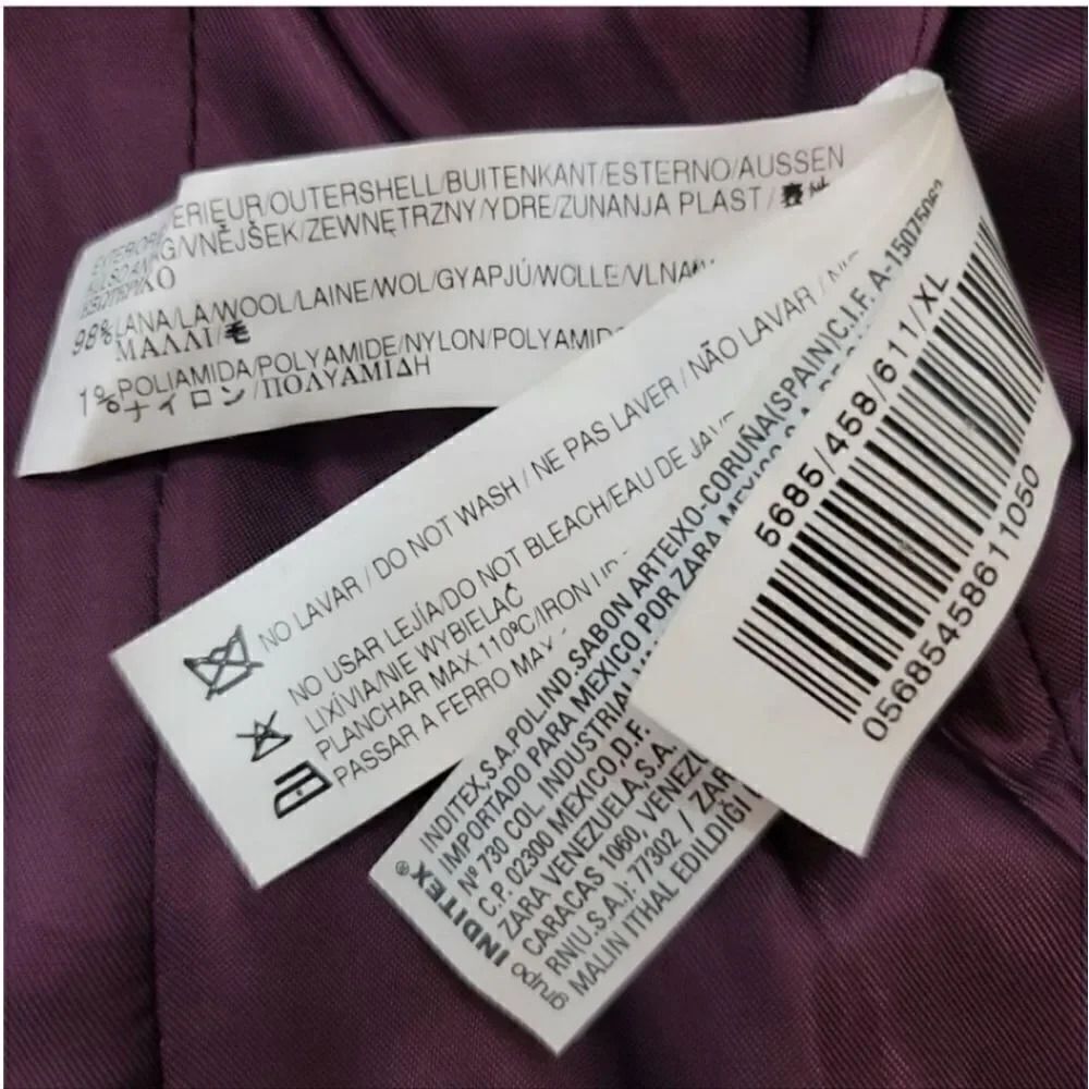 NEW Zara Woman Wool Blend Ruffle Neck Blazer Jacket in Plum Purple Size XL - Picture 11 of 13
